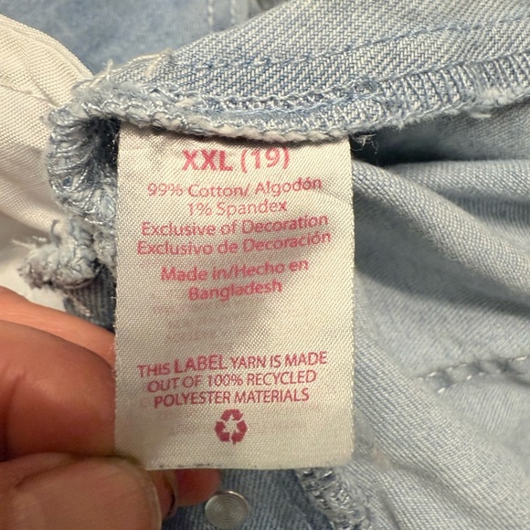 No Boundaries Light Blue Denim Overalls with Floral Embroidery Juniors XXL (19) - Picture 10 of 11